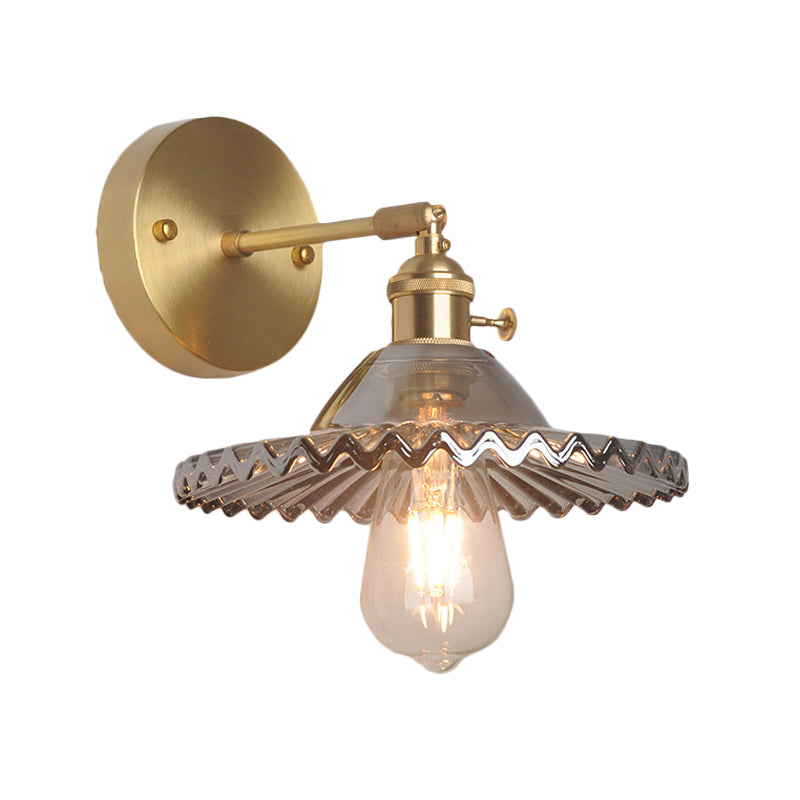 Messing schaal wandverlichting industrieel rookglas 1 licht woonkamer wandlamp armatuur