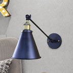 Zwarte Afwerking Conische Wandlamp Retro Stijlvol Metaal 1 Hoofd Gang Wandverlichting, 2 Stuks