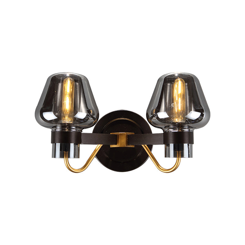 2-Lichts Wandverlichting met Paddenstoelaanroep Rookglas Moderne Slaapkamer Wandlamp Verlichtingsarmatuur