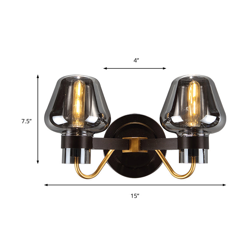 2-Lichts Wandverlichting met Paddenstoelaanroep Rookglas Moderne Slaapkamer Wandlamp Verlichtingsarmatuur
