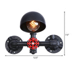 Steampunk Dome Wandlamp met Ventilwiel 1 Kop Metalen Wandverlichting in Zwart voor de Woonkamer