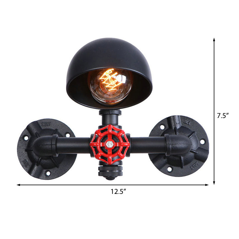 Steampunk Dome Wandlamp met Ventilwiel 1 Kop Metalen Wandverlichting in Zwart voor de Woonkamer