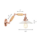 Heldere Glazen Houten Wandlamp Cone 1-Lichts Industriële Wandsteun met Uittrekbare Arm