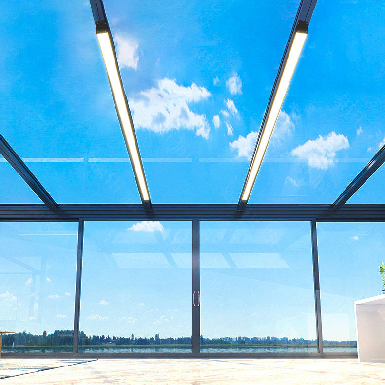 Moderne minimalistische lange rechthoekige Aluminium-PC-LED-inbouwplafondlamp voor buitenpatio