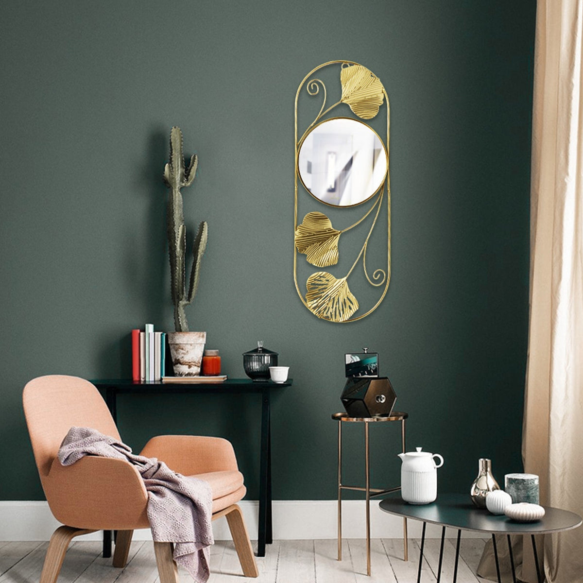 Avosian | Elegante Metalen Ginkgo Blad Wand Spiegel