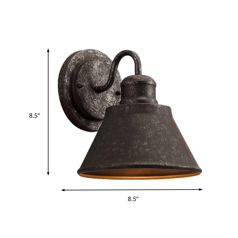 Metall Antik Zwart Wandlampen Trommel/Trumpet Schirm 1-Licht Retro Rustiek Wandlampen Bevestiging