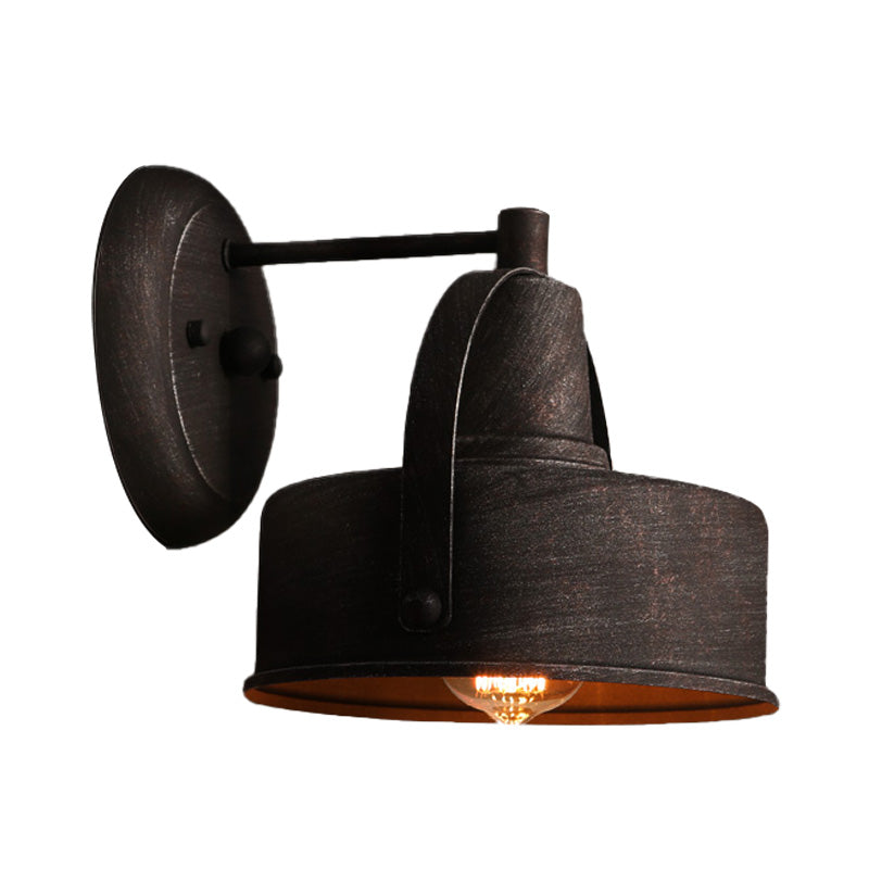 Metall Antik Zwart Wandlampen Trommel/Trumpet Schirm 1-Licht Retro Rustiek Wandlampen Bevestiging