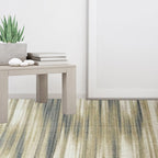 Helderbruine moderne tapijt gemaakt van polyester met penseelstreken streep patroon wasbaar tapijt met antislip achterkant tapijt voor de woonkamer