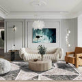 Grijze novelty vloerkleed polyester geometrisch patroon vloerkleed wasbaar antislip achterkant vloerkleed voor woonkamer