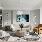 Grijze novelty vloerkleed polyester geometrisch patroon vloerkleed wasbaar antislip achterkant vloerkleed voor woonkamer
