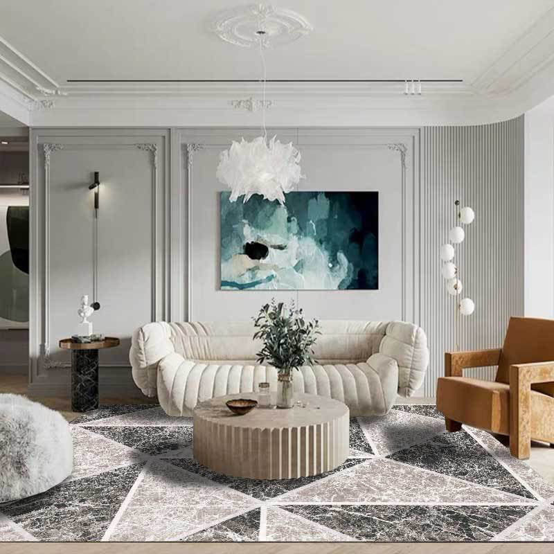Grijze novelty vloerkleed polyester geometrisch patroon vloerkleed wasbaar antislip achterkant vloerkleed voor woonkamer