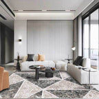 Grijze novelty vloerkleed polyester geometrisch patroon vloerkleed wasbaar antislip achterkant vloerkleed voor woonkamer
