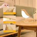 Touch-Control Houten Vogel Nachtlamp - Oplaadbare LED Bedlamp