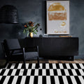 Contemporary Geruit Patroon Vloerkleed Zwart en Wit Polyester Vloerkleed Machinewasbaar Antislip Vloerkleed voor de Slaapkamer