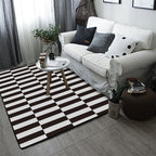 Contemporary Geruit Patroon Vloerkleed Zwart en Wit Polyester Vloerkleed Machinewasbaar Antislip Vloerkleed voor de Slaapkamer