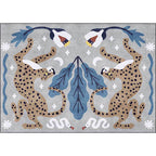 Stijlvol dierenpatroon tapijt grijs en blauw Nordic tapijt polyester wasbaar antislip achterkant tapijt voor de woonkamer