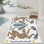 Stijlvol dierenpatroon tapijt grijs en blauw Nordic tapijt polyester wasbaar antislip achterkant tapijt voor de woonkamer