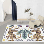Stijlvol dierenpatroon tapijt grijs en blauw Nordic tapijt polyester wasbaar antislip achterkant tapijt voor de woonkamer
