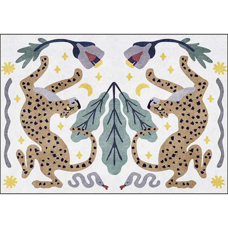Stijlvol dierenpatroon tapijt grijs en blauw Nordic tapijt polyester wasbaar antislip achterkant tapijt voor de woonkamer