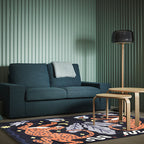 Stijlvol dierenpatroon tapijt grijs en blauw Nordic tapijt polyester wasbaar antislip achterkant tapijt voor de woonkamer