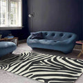 Contemporary Zebra Stripe Vloerkleed Zwart en Wit Polyester Vloerkleed Machinewasbaar Antislip Vloerkleed voor de Slaapkamer