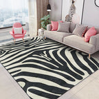 Contemporary Zebra Stripe Vloerkleed Zwart en Wit Polyester Vloerkleed Machinewasbaar Antislip Vloerkleed voor de Slaapkamer