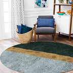 Groene en gouden novelty tapijt Polyester color block tapijt wasbaar antislip achterkant tapijt voor woonkamer