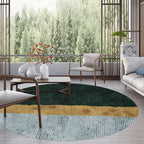 Groene en gouden novelty tapijt Polyester color block tapijt wasbaar antislip achterkant tapijt voor woonkamer