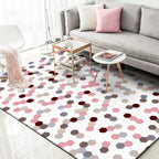 Witte Slaapkamer Tapijt Modern Polka Dot Patroon Hexagon Patroon Tapijt Polyester Antislip Achterkant Tapijt