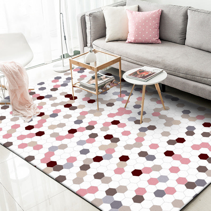 Witte Slaapkamer Tapijt Modern Polka Dot Patroon Hexagon Patroon Tapijt Polyester Antislip Achterkant Tapijt