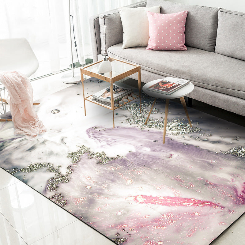 Moderne woonkamer tapijt in grijs en roze Abstract zee-water print tapijt Polyester wasbaar huisdiervriendelijk tapijt
