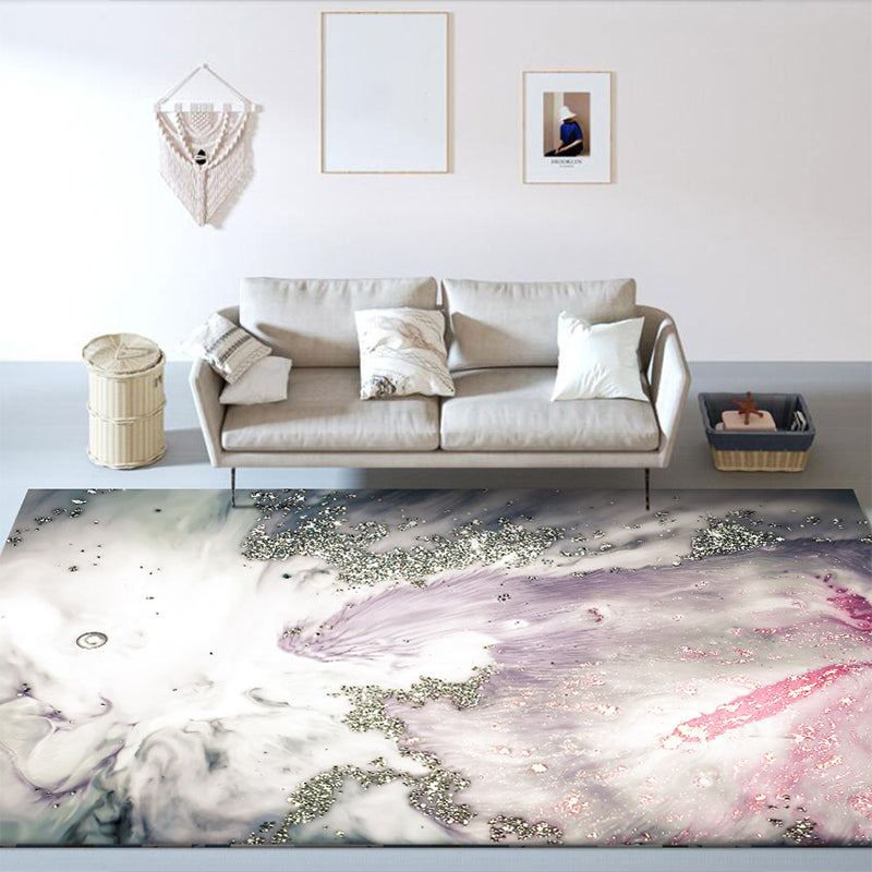 Moderne woonkamer tapijt in grijs en roze Abstract zee-water print tapijt Polyester wasbaar huisdiervriendelijk tapijt