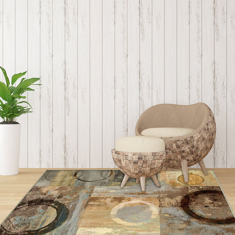 Nieuwe Abstracte Tapijt Lichtbruin Polyester Tapijt Machinewasbaar Antislip Vloerkleed voor de Slaapkamer