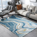 Scandinavian Modern Tapijt in Blauwe Abstracte Watergolfpatroon Tapijt Polyester Wasbaar Antislip Tapijt voor Woondecoratie