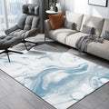 Moderne woonkamer tapijt in blauw en wit abstract oceaanprint tapijt polyester wasbaar huisdiervriendelijk tapijt