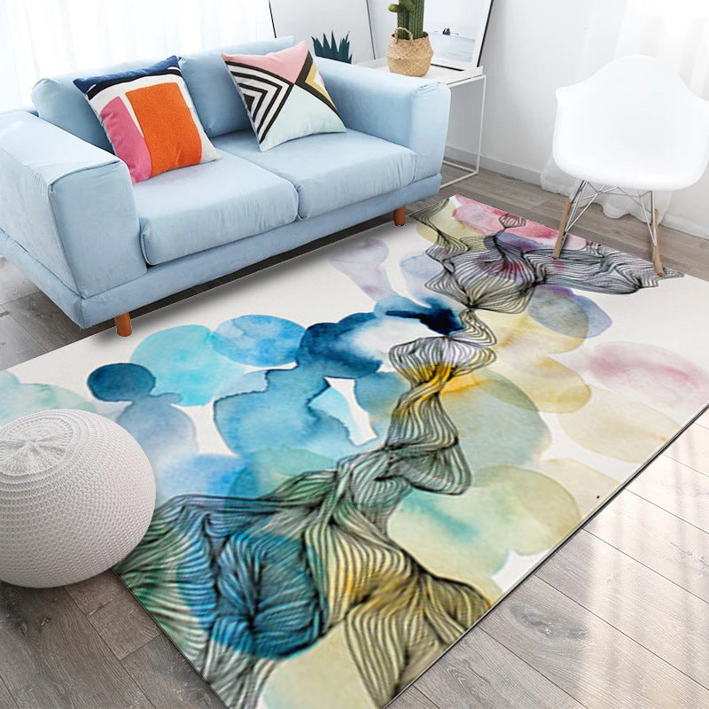 Nieuwe novelty wervel streep patroon tapijt grijs multicolor polyester tapijt machinewasbaar antislip tapijt voor de slaapkamer