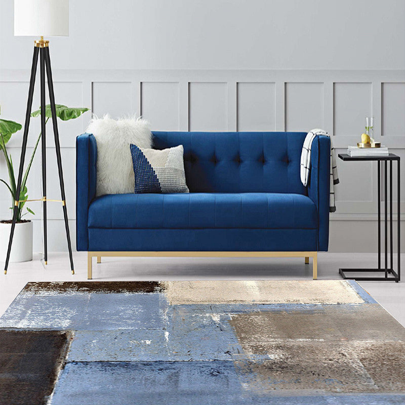 Grijze en Bruine Hedendaagse Vloerkleed Polyester Penseelstreken Patroon Vloerkleed Wasbaar Antislip Rug voor de Woonkamer