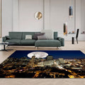 Vloerkleed met eigentijds geografisch patroon met maan donkerblauwe polyester vloerkleed machinewasbaar antislip vloerkleed voor de slaapkamer