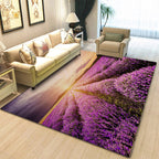 Nieuwe Lavendel Patroon Tapijt Paarse Polyester Tapijt Machine Wasbaar Antislip Tapijt voor de Slaapkamer