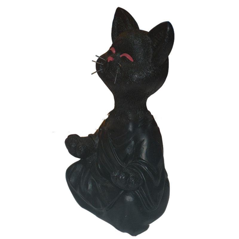 Speelse Zwarte Boeddha Katfiguur Meditatie Yoga Verzamelobject Blije Kat Decoratie Thuis Tuin Decoratie Tuin Ornament