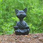 Speelse Zwarte Boeddha Katfiguur Meditatie Yoga Verzamelobject Blije Kat Decoratie Thuis Tuin Decoratie Tuin Ornament
