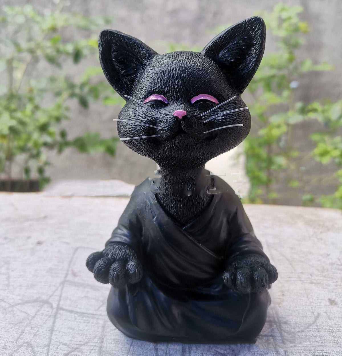 Speelse Zwarte Boeddha Katfiguur Meditatie Yoga Verzamelobject Blije Kat Decoratie Thuis Tuin Decoratie Tuin Ornament