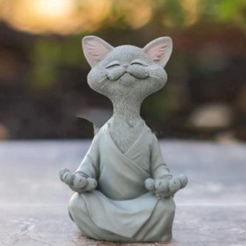 Speelse Zwarte Boeddha Kat Figuur Meditatie Yoga Verzamelen Blije Kat Decor Thuis Tuin Decoratie Tuin Ornament