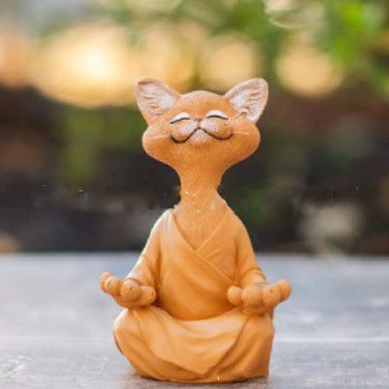 Speelse Zwarte Boeddha Katfiguur Meditatie Yoga Verzamelobject Blije Kat Decoratie Thuis Tuin Decoratie Tuin Ornament