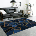 Donkerblauw novelty tapijt Polyester geometrisch patroon tapijt wasbaar antislip achterkant tapijt voor de woonkamer