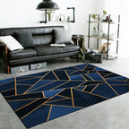 Donkerblauw novelty tapijt Polyester geometrisch patroon tapijt wasbaar antislip achterkant tapijt voor de woonkamer