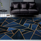 Donkerblauw novelty tapijt Polyester geometrisch patroon tapijt wasbaar antislip achterkant tapijt voor de woonkamer