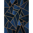Donkerblauw novelty tapijt Polyester geometrisch patroon tapijt wasbaar antislip achterkant tapijt voor de woonkamer
