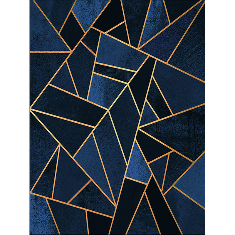 Donkerblauw novelty tapijt Polyester geometrisch patroon tapijt wasbaar antislip achterkant tapijt voor de woonkamer