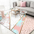 Roze Slaapkamer Tapijt Moderne Kleur Blok Geometrie Marmerpatroon Vloerkleed Polyester Wasbaar Vlekbestendig Tapijt